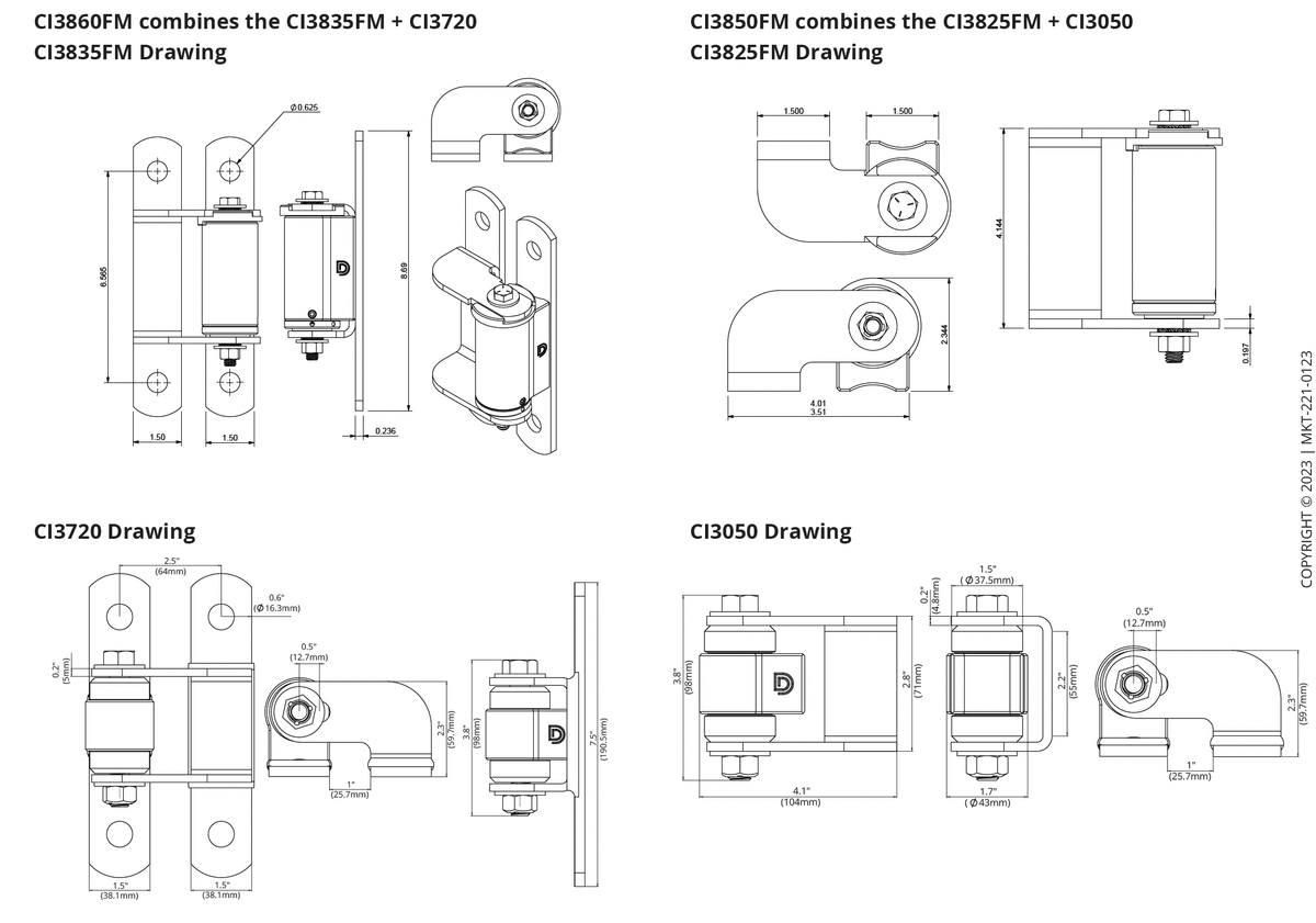 BadAss™ Face Mount SelfClosing Gate Hinges D&D Technologies US