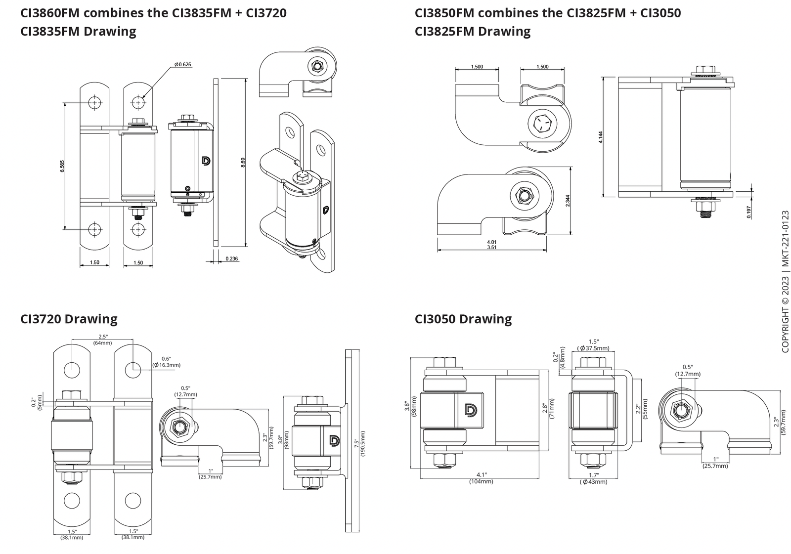 BadAss™ Face Mount SelfClosing Gate Hinges D&D Technologies US